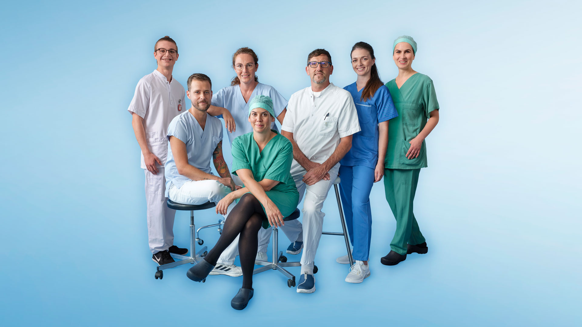 Julius, Peter, Daniela, Tanja, Bernhard, Stefanie und Margarita vom Team Ordensklinikum